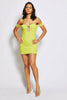 Lime Sheer Cut Out Ruched Cami Dress