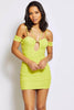 Lime Sheer Cut Out Ruched Cami Dress