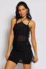 Black Crochet Halter Neck Mini Dress