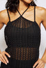 Black Crochet Halter Neck Mini Dress
