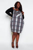 Plus+ Grey Checked Pinafore Denim Dress