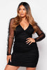 Black Organza Ruched Bodycon Dress