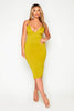 Lime Green Extreme Plunge Cut Out Midi Dress