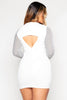 White Cut Out Bodycon with Stripe Mesh Detail