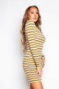 Multicoloured Stripe Ribbed Zip Up Dress