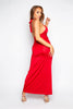 Red Slinky Halterneck Maxi Dress