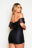 Black Lace Ruffle Bodycon Dress