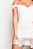 White Crochet Mini Sleeveless Ruffle Hem Dress