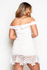 White Crochet Mini Sleeveless Ruffle Hem Dress