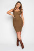 Khaki Ribbed Midi Dress