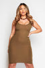 Khaki Ribbed Midi Dress