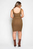 Khaki Ribbed Midi Dress