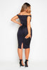 Black Sweetheart Off the Shoulder Bodycon Midi Dress