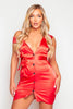 Red Satin Button Front Mini Dress