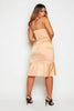 Plus+ Gold Ruched Side Satin Midi Dress