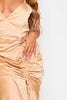 Plus+ Gold Ruched Side Satin Midi Dress