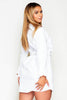 White Drop Shoulder Oversized Belted Shirt Dress