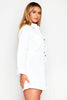 White Drop Shoulder Oversized Belted Shirt Dress