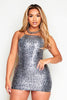 Silver Snake Sequin Metallic Midi Dress