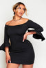 Black Scuba Midi Dress with Flute Sleeves