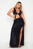 Black Glitter Sequin Plunge Cut Out Split Maxi Dress