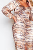 Tiger Print Satin Long Sleeve Midi Dress