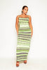 Neon Lime Snake Cowl Neck Maxi Dress