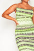 Neon Lime Snake Cowl Neck Maxi Dress