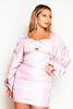 Pink Ruffle Bardot Mini Dress with Diamante Cut Out