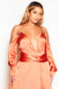 Burnt Orange Satin Cut Out Sleeve Maxi Dress