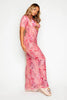 Pink Acid Printed Sheer Mesh Beach Maxi Dress