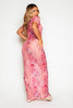 Pink Acid Printed Sheer Mesh Beach Maxi Dress