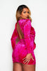 Pink Velvet Plunge Ruffle Mini Dress