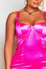 Hot Pink Bustier Buckle Strap Mini Dress