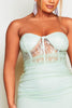 Sage Ruched Lace Bodice Bandeau Midi Dress