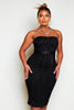 Shape Black Lace Mesh Stripe Bandeau Midi Dress