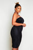 Shape Black Lace Mesh Stripe Bandeau Midi Dress