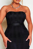 Shape Black Lace Mesh Stripe Bandeau Midi Dress