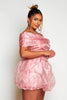 Rose Organza Puff Hem Bardot Mini Dress
