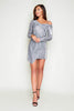 Grey Stripe Metallic One Shoulder Wrap Dress