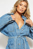 Belted Mid Wash Denim Mini Dress