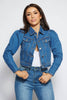 Mid Wash Denim Crop Puff Sleeve Jacket