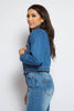 Mid Wash Denim Crop Puff Sleeve Jacket