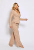 Nude Ribbed Wide Leg Lounge Trousers