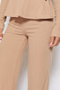 Nude Ribbed Wide Leg Lounge Trousers