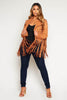 Tan Suedette Fringe Biker Jacket