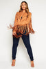 Tan Suedette Fringe Biker Jacket