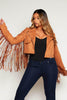 Tan Suedette Fringe Biker Jacket