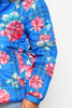 Blue Floral Print Puffer Jacket