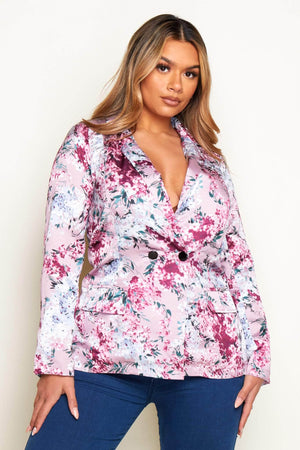 Mink Satin Floral Blazer